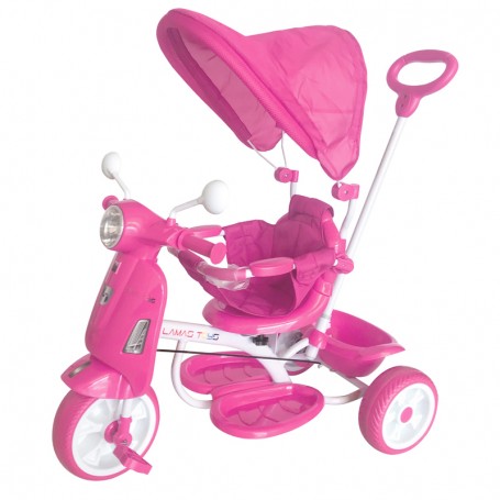 Triciclo passeggino rosa per bambina 3 ruote gonfiabili Tricicli con cappottina 